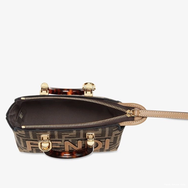 Cheap FF Bag Fabric The ROMA By Boston Motif Logo Way Brown Mini In Fendi 0808